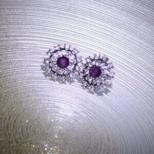 White House Black Market Purple and Clear Rhinestones Earrings
